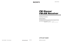 Sony STR-DA7100ES - Owners Manual 